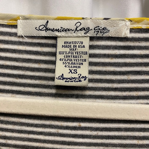 Sheer Yellow Rose Print & Striped Tie Front Blouse - Picture 3 of 6